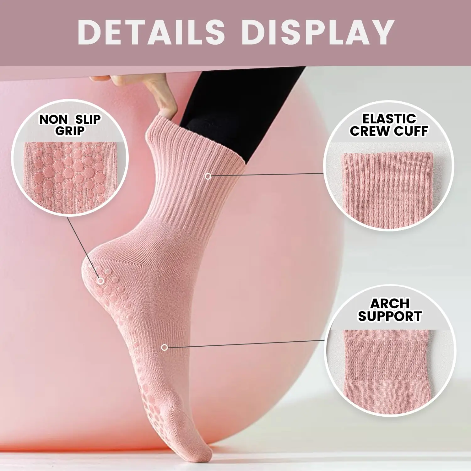 4 pairs of women's yoga socks, - Pilates & Yoga With Harna 评论和价格
